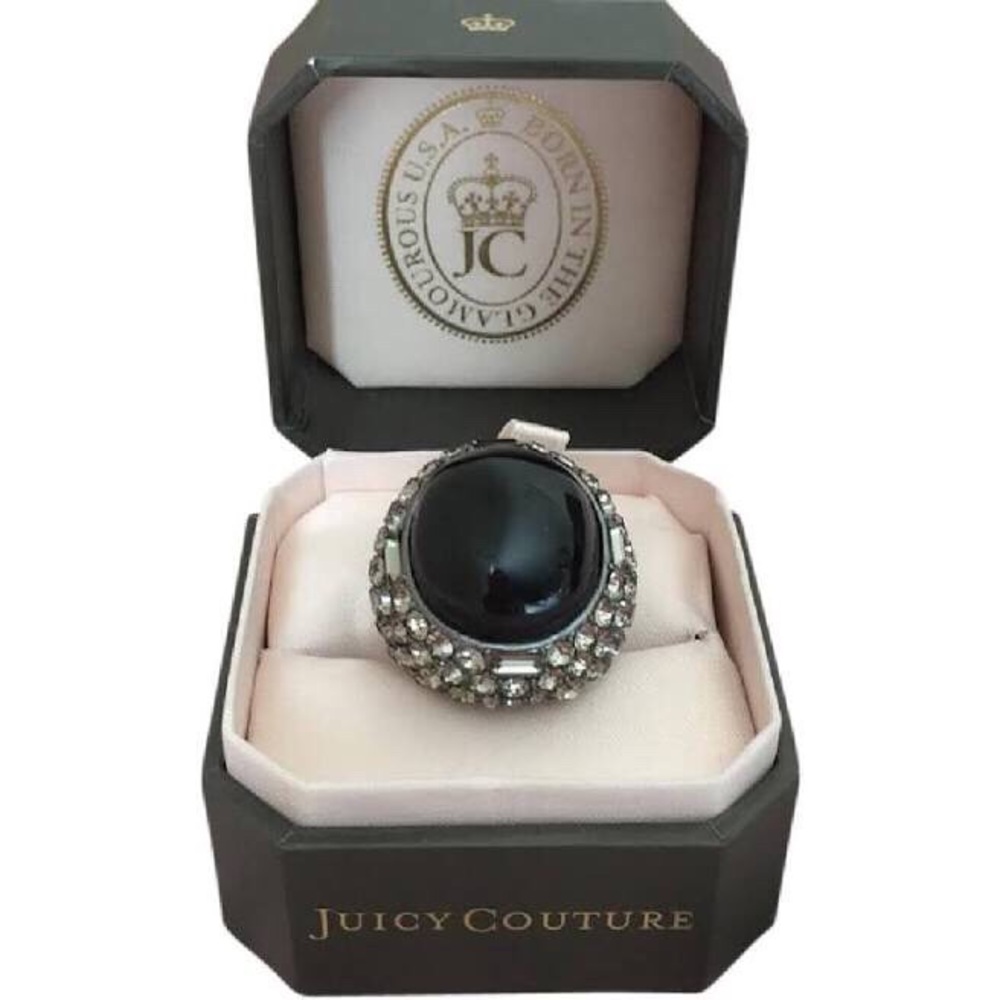 JUICY COUTURE Rare BLACK Cluster Cabochon Ring